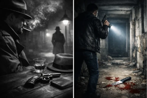 Imagen que muestra una novela negra y un thriller